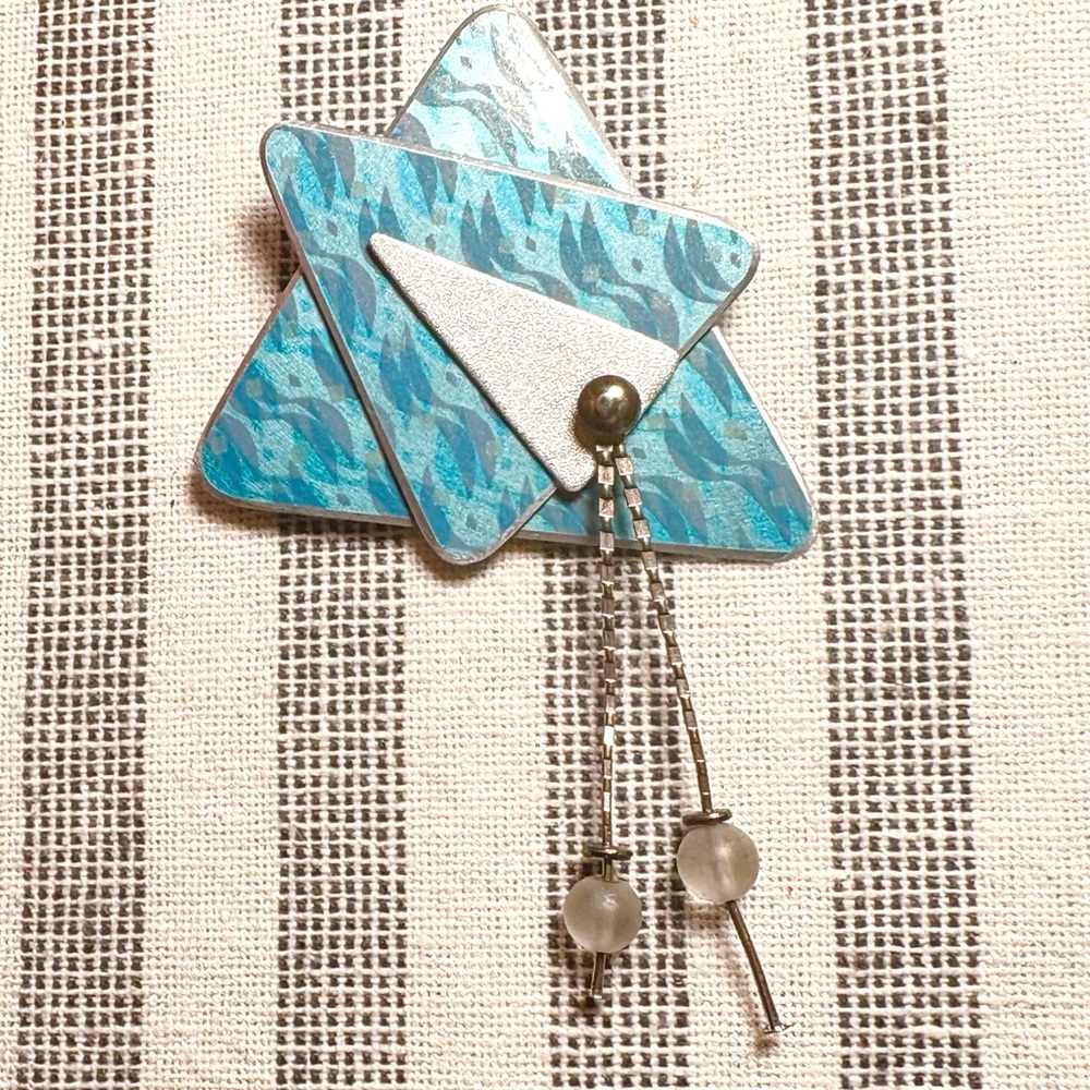 Turquoise Geometric funky brooch